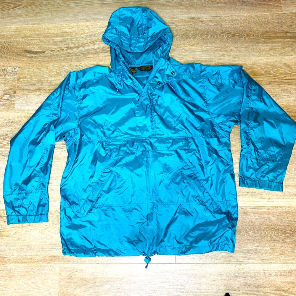 Eddie Bauer Vintage 90s Pullover Windbreaker Jacket Blue Rain Retro Mens…